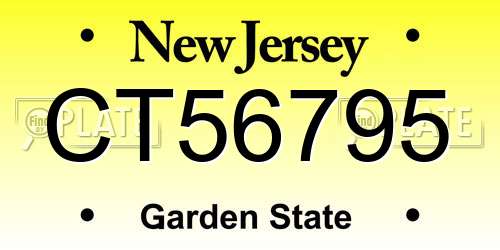CT56795 New Jersey License Plate