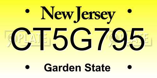 CT5G795 New Jersey License Plate