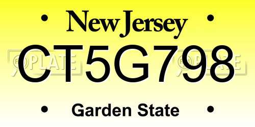 CT5G798 New Jersey License Plate