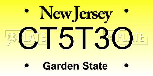 CT5T3O New Jersey License Plate