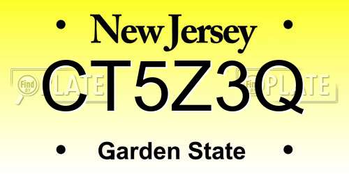 CT5Z3Q New Jersey License Plate