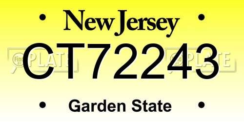 CT72243 New Jersey License Plate