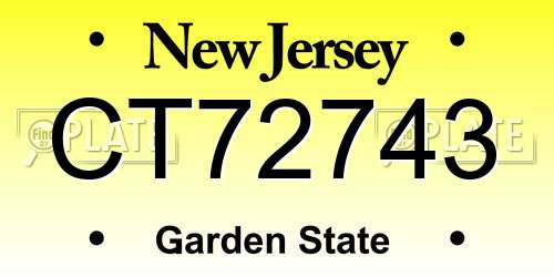 CT72743 New Jersey License Plate