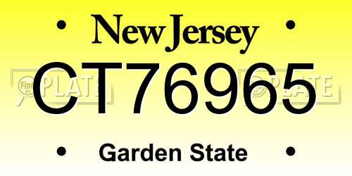 CT76965 New Jersey License Plate