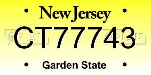 CT77743 New Jersey License Plate