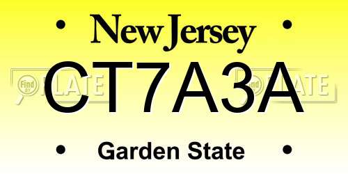 CT7A3A New Jersey License Plate