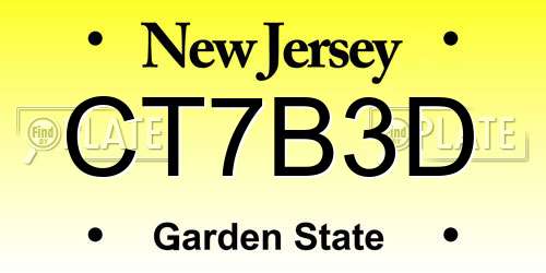 CT7B3D New Jersey License Plate