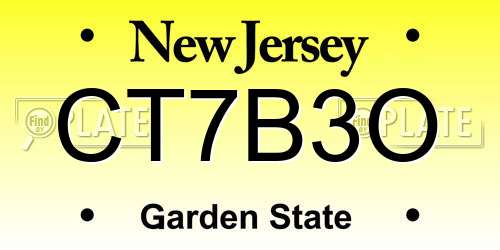 CT7B3O New Jersey License Plate