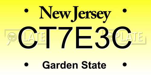 CT7E3C New Jersey License Plate
