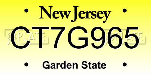 CT7G965 New Jersey License Plate