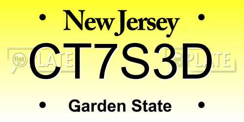 CT7S3D New Jersey License Plate