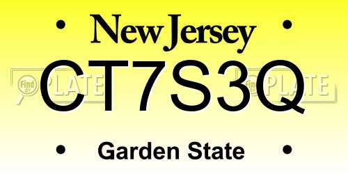 CT7S3Q New Jersey License Plate