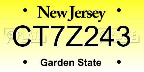 CT7Z243 New Jersey License Plate