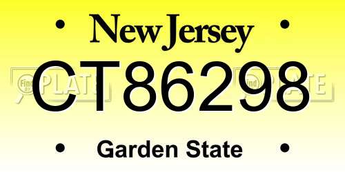 CT86298 New Jersey License Plate