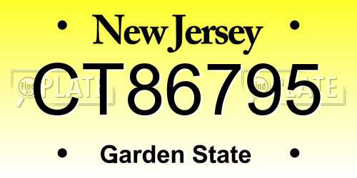 CT86795 New Jersey License Plate