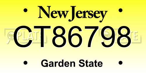 CT86798 New Jersey License Plate