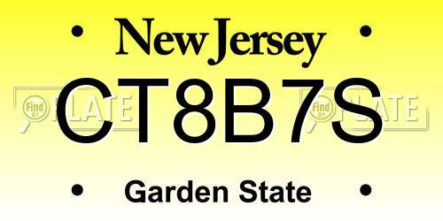 CT8B7S New Jersey License Plate