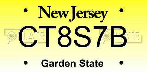 CT8S7B New Jersey License Plate