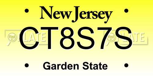 CT8S7S New Jersey License Plate