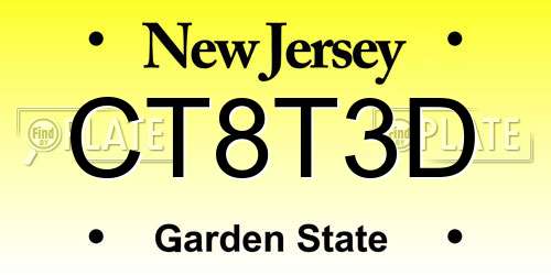 CT8T3D New Jersey License Plate