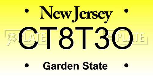 CT8T3O New Jersey License Plate