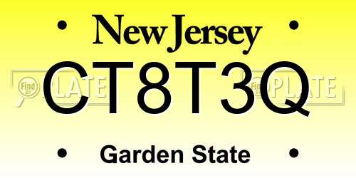 CT8T3Q New Jersey License Plate