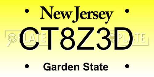 CT8Z3D New Jersey License Plate