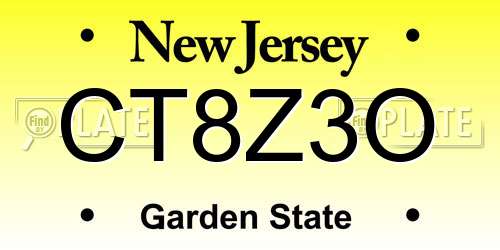 CT8Z3O New Jersey License Plate
