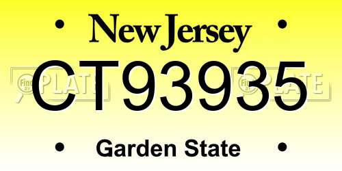 CT93935 New Jersey License Plate