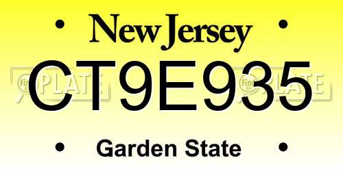 CT9E935 New Jersey License Plate