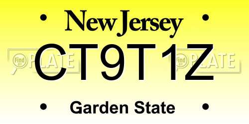 CT9T1Z New Jersey License Plate