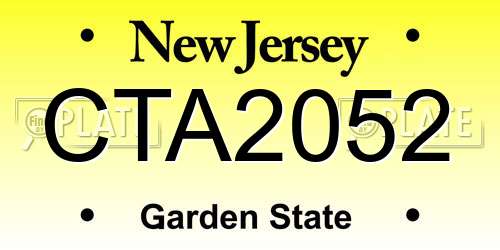 CTA2052 New Jersey License Plate