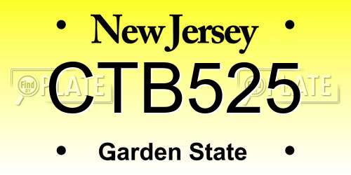 CTB525 New Jersey License Plate