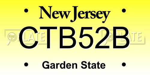 CTB52B New Jersey License Plate