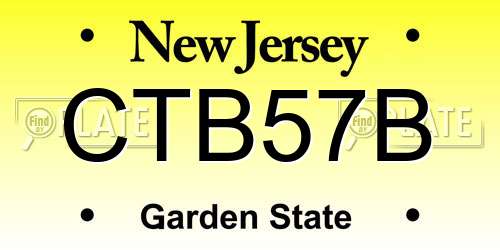 CTB57B New Jersey License Plate