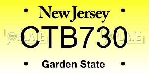 CTB730 New Jersey License Plate