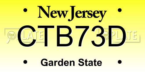 CTB73D New Jersey License Plate