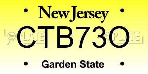 CTB73O New Jersey License Plate