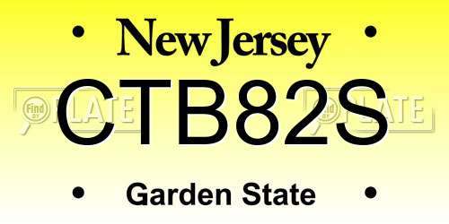 CTB82S New Jersey License Plate