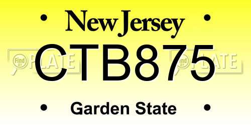 CTB875 New Jersey License Plate