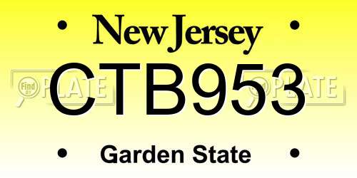 CTB953 New Jersey License Plate