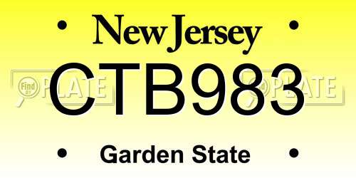 CTB983 New Jersey License Plate