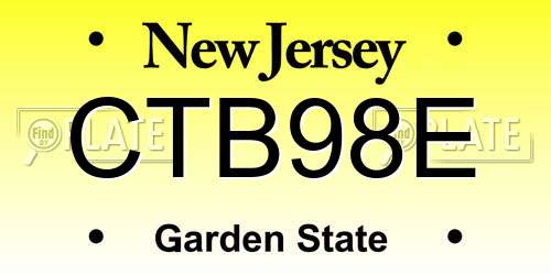 CTB98E New Jersey License Plate