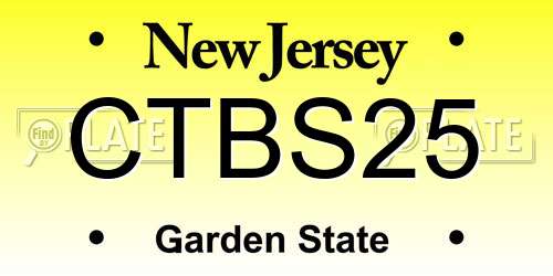 CTBS25 New Jersey License Plate