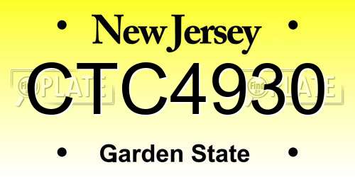 CTC4930 New Jersey License Plate