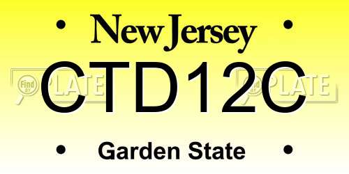 CTD12C New Jersey License Plate