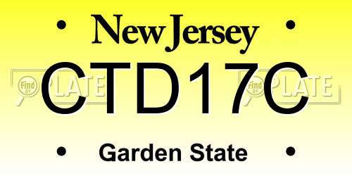 CTD17C New Jersey License Plate