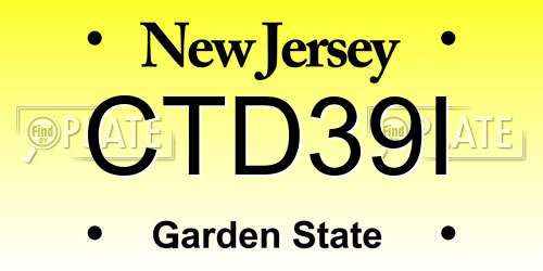 CTD39I New Jersey License Plate