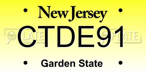 CTDE91 New Jersey License Plate