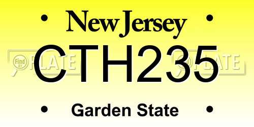 CTH235 New Jersey License Plate